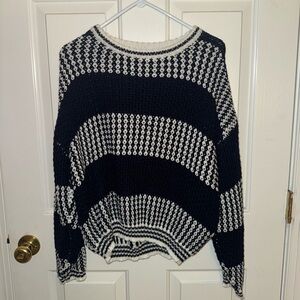 Navy and White Block Oversized Slouched Sweater
